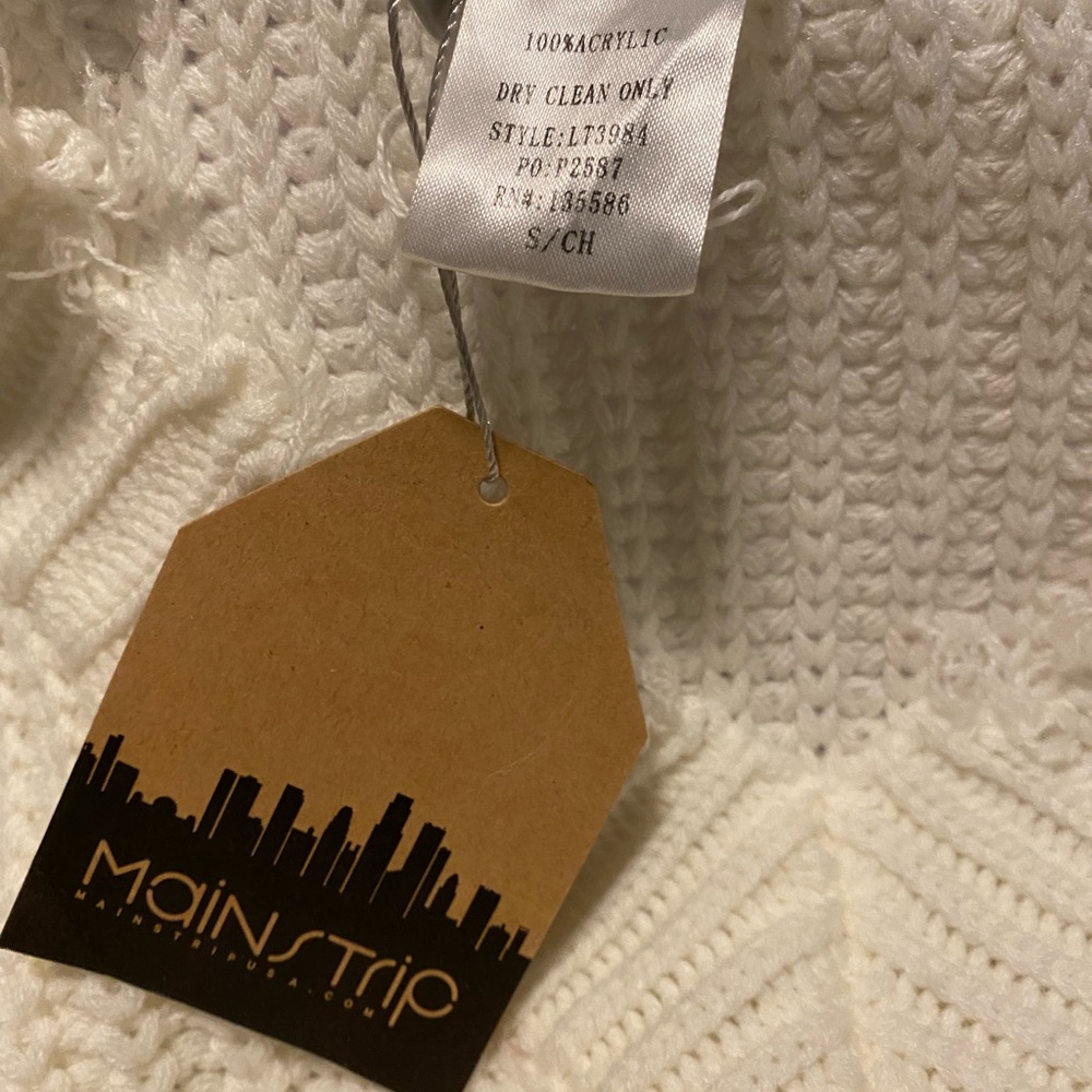 White main strip small never worn